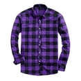 thumbnail image 1 of CYiJun George Flannel Plaid Shirt for Men Casual Classic Fit Long Sleeved Button Down Plaid Shirt,Purple XL, 1 of 4