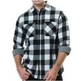 thumbnail image 1 of CYiJun George Flannel Plaid Shirt for Men Regular Fit Long Sleeved Casual Button Down Shirt with Two Pockets,White S, 1 of 3