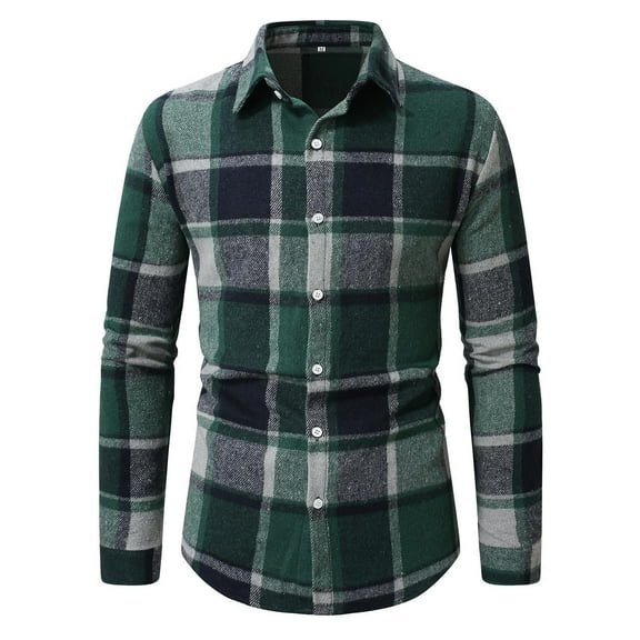 CYiJun George Flannel Shirt for Men Button Down Regular Fit Mens Flannel Shirt Long Sleeve Casual Plaid Flannel Shirt,Army Green M