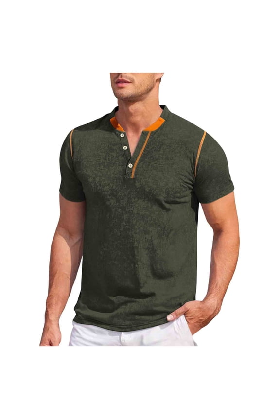 Henley T Shirts for Men Summer Short Sleeve Casual Basic Button T-Shirt