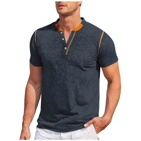 CYiJun George Henley T Shirts for Men Summer Short Sleeve Casual Basic Button T-Shirt