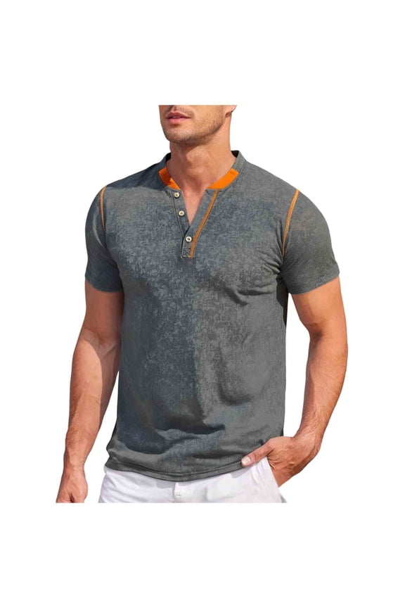 George Henley T Shirts for Men Summer Short Sleeve Casual Basic Button T-Shirt