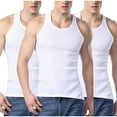 thumbnail image 1 of CYiJun George Men's 3 Pack Ribbed Tank Tops Cotton Performance Casual Classic Sleeveless T Shirts, 1 of 6