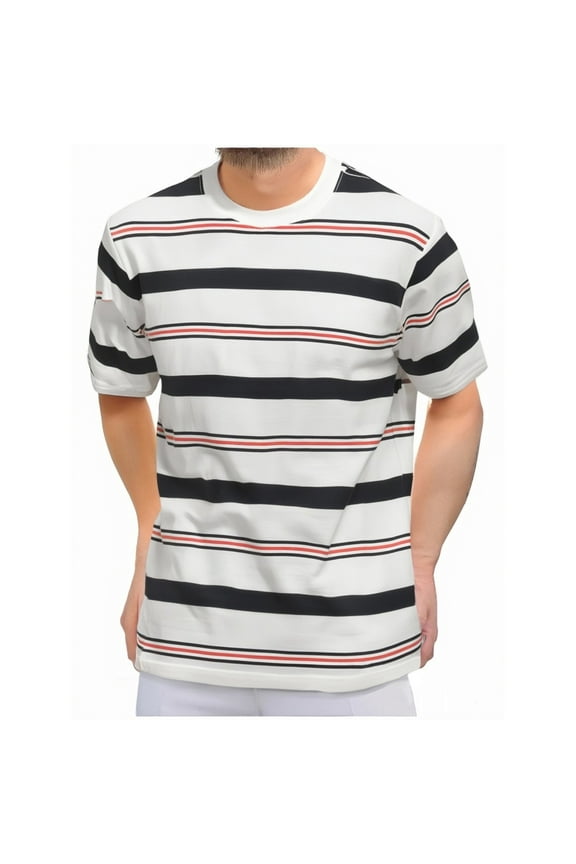 Men's Crewneck Striped T-Shirt Soft Elastic Cotton Tees