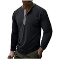thumbnail image 1 of CYiJun George Men's Henley Long Sleeve T-Shirt Summer Casual Shirt Banded Collar Designed Placket Tees Tops, 1 of 5