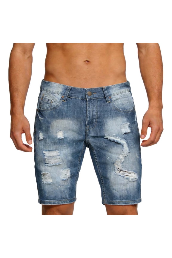 Mens Jean Shorts Ripped Slim Fit Stretch Denim Shorts,Sizes M-3XL