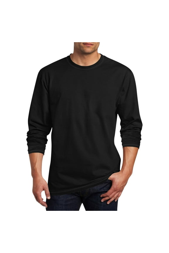George Men's Long Sleeve Cotton Base Tee Crew Neck Oversize Tops Casual Loose T Shirts