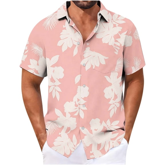 CYiJun George Men's and Big Men's Summer Hawaiian Shirt Short Sleeve Beach Tropical Button Down Shirt