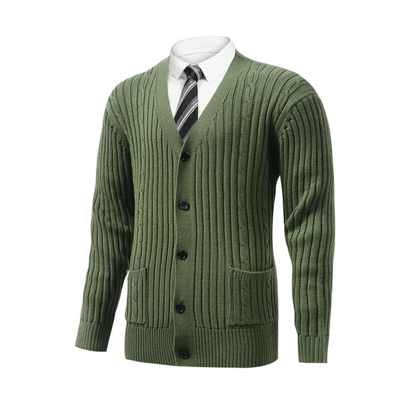 CYiJun George Mens Cardigan Sweaters Lightweight Casual Business V Neck Button Down Long Sleeve Knit Sweater,Sizes S-2XL