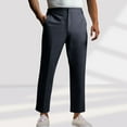 thumbnail image 1 of CYiJun George Mens Classic Fit Flat Front Hidden Expandable Waist Dress Pants No Iron Suit Pants, 1 of 7