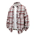 thumbnail image 1 of CYiJun Mens Flannel Plaid Shirt Relaxed Fit Casual Long Sleeve Soft Button Down Shirts with Pockets,Red L, 1 of 3