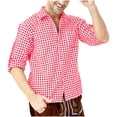 thumbnail image 1 of CYiJun Mens Plaid Shirts Casual Vintage Soft Long Sleeve Button Down Cotton Plaid Shirts with Pocket,Red 2XL, 1 of 5