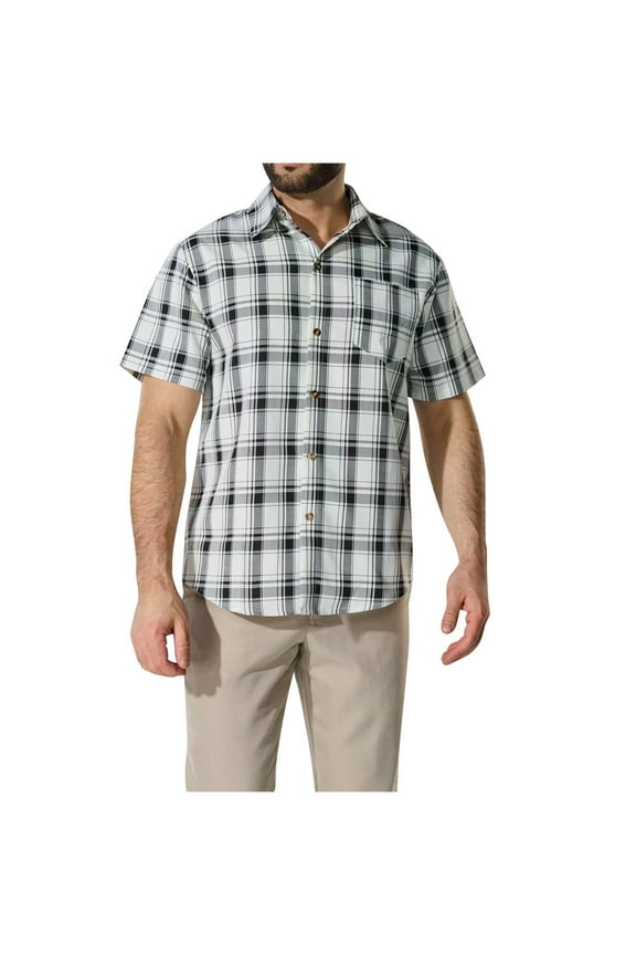 George Mens Plaid Short Sleeve Button Down Shirts Summer Casual Classic Short Sleeves Shirts with Pocket
