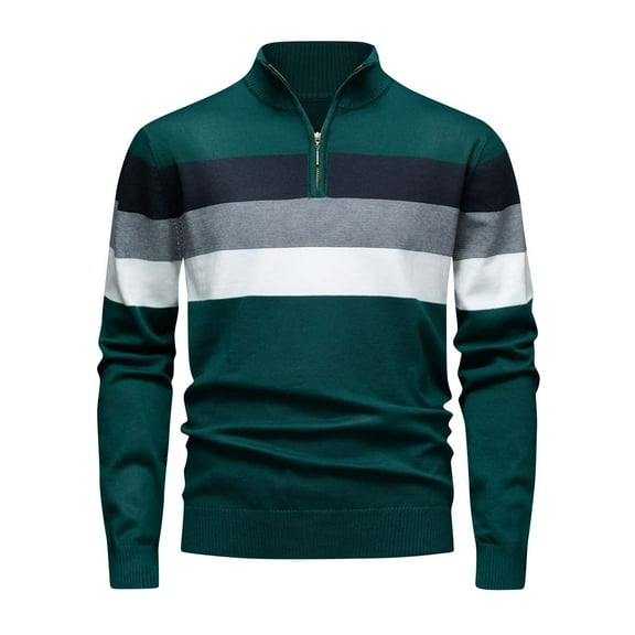 CYiJun George Mens Quarter Zip Sweaters Soft Casual Turtleneck Mock Neck Long Sleeve Pullover Sweaters,Sizes M-3XL