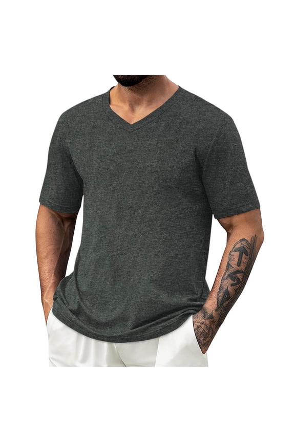 Mens T Shirts,Short Sleeve V Neck T Shirts for Man,Cotton Blend Plain Men's Classic T-Shirts