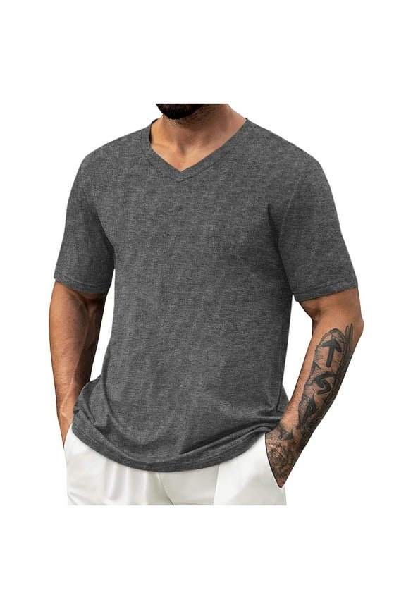 George Mens T Shirts,Short Sleeve V Neck T Shirts for Man,Cotton Blend Plain Men's Classic T-Shirts