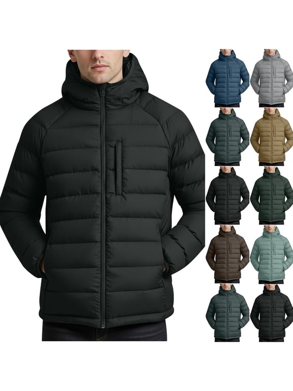 George Packable Puffer Jacket Men with Hood, Lightweight Winter Jackets for Men