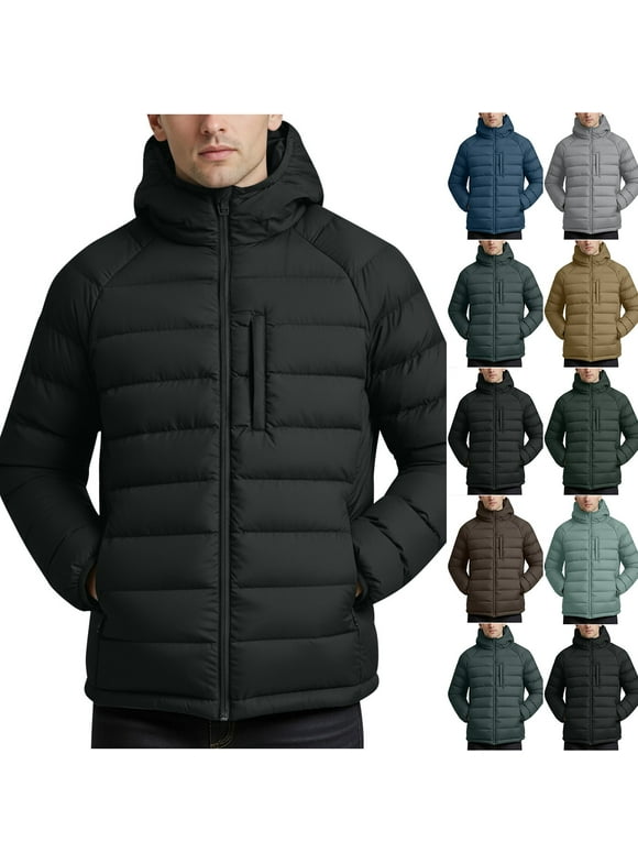 George Packable Puffer Jacket Men with Hood, Lightweight Winter Jackets for Men