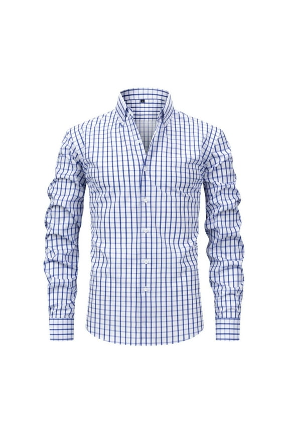 George Plaid Shirts for Men Long Sleeve Mens Wrinkle Resistant Dress Shirts Casual Button Down Shirts,Light Blue 3XL