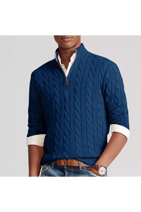 George Quarter Zip Sweater for Men Slim Fit Mock Neck Casual Business Long Sleeve Pullover Sweaters,Sizes M-3XL