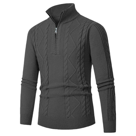 CYiJun George Quarter Zip Sweaters for Men Textured Knit Mock Neck Pullover Business Casual Knit Pullover Sweater,Sizes M-3XL