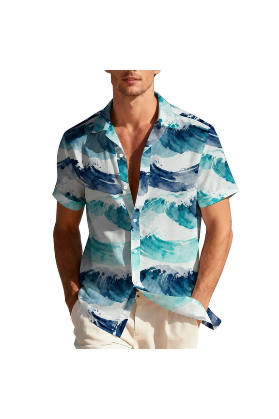 George Short Sleeve Button Down Shirts for Men Summer Casual Beach Vacation Button Down Tops