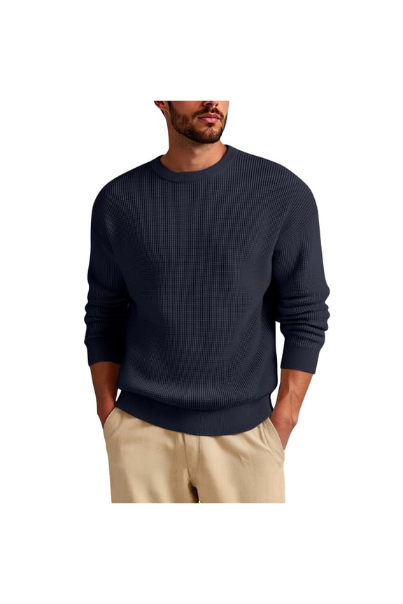George Sweaters for Men Soft Classic Textured Knit Neck Pullover Business Casual Knit Sweater,Sizes S-3XL