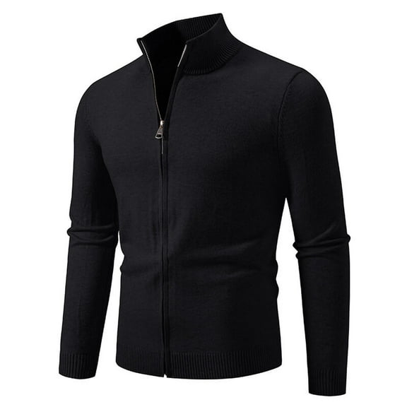 CYiJun George Zip Up Cardigan Sweaters for Men Casual Mock Neck Ribbed Knitted Fall Winter Chunky Sweaters,Sizes M-3XL