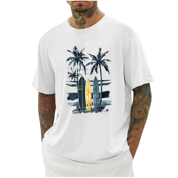 CYiJun Graphic T Shirts for Men Summer Casual Beach Vacation Graphic Tee,Sizes S - 5XL