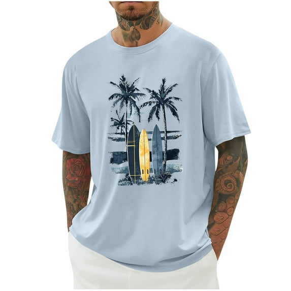 CYiJun Graphic T Shirts for Men Summer Casual Beach Vacation Graphic Tee,Sizes S - 5XL