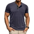 thumbnail image 1 of CYiJun Henley Shirts for Mens Short Sleeve Casual Basic Henley Tee Summer Button Lightweight Stretch T Shirts, 1 of 5