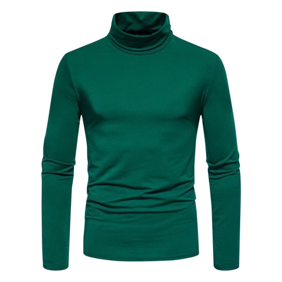 CYiJun Long Sleeve Shirts for Men Basic Turtleneck Slim Fit Long Sleeve Sweaters Lightweight Thermal Knitted T Shirt,Green L