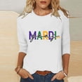 thumbnail image 1 of CYiJun Mardi Gras Clothing,Parade Ready 3/4 Sleeve Top,Lightweight Crewneck Shirt for Mardi Gras Street Celebration, 1 of 6