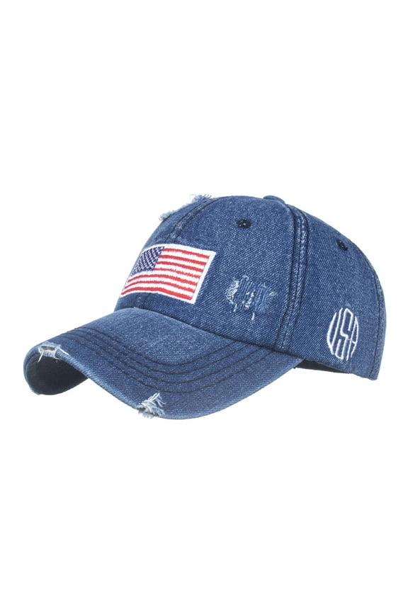 Men's American Flag Baseball Cap Embroidery - Cotton Washed Adjustable USA Dad Hat for Women