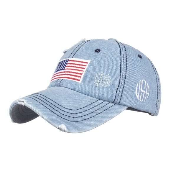 Men's American Flag Baseball Cap Embroidery - Cotton Washed Adjustable USA Dad Hat for Women
