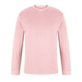 thumbnail image 1 of CYiJun Men's Cotton Long Sleeve Shirts Crewneck Basic Tee Fall Moisture Wicking Casual T Shirts,Pink XL, 1 of 6