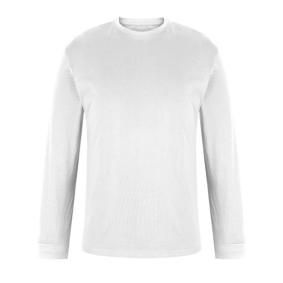 CYiJun Men's Cotton Long Sleeve Shirts Crewneck Basic Tee Fall Moisture Wicking Casual T Shirts,White M