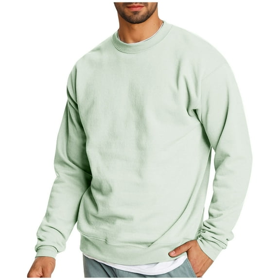 CYiJun Men's Fleece Sweatshirts Lightweight Soild Color Long Sleeve Casual Soft Basic Pullover Sweatshirt,Size 3XL