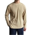 thumbnail image 1 of CYiJun Men's Long Sleeve Shirts Soft Stretch Basic Tees Crew Neck Classic Fashion Casual T Shirt,Khaki 3XL, 1 of 5