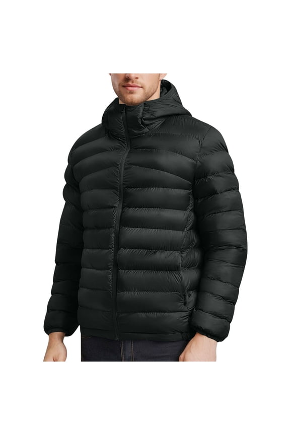 Men's Packable Puffer Jacket Lightweight Hooded Insulated Water Resistant Winter Jackets Puffy Coat