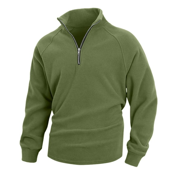 CYiJun Men's Quarter Zip Fleece Sweatshirt Fall Winter Long Sleeve Thermal Half Zip Pullover Tops,Size 2XL