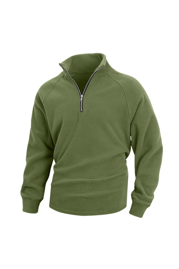 Men's Quarter Zip Fleece Sweatshirt Fall Winter Long Sleeve Thermal Half Zip Pullover Tops,Size L