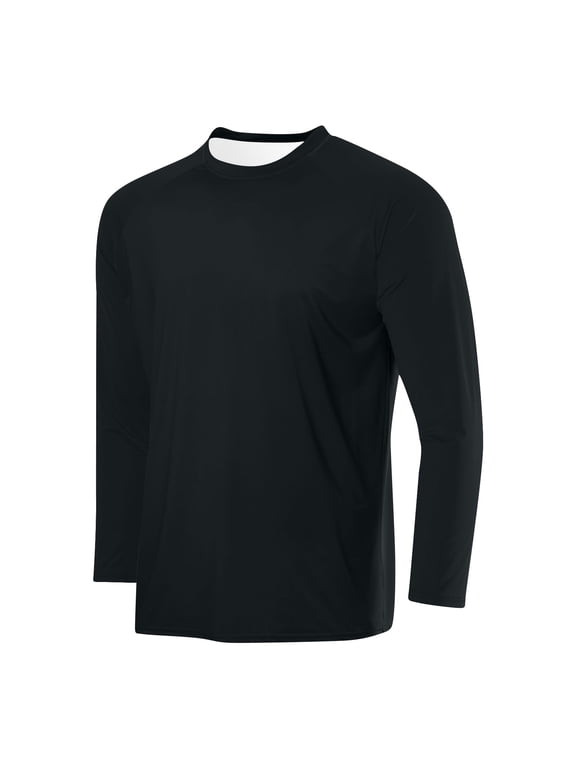 Men's Quick Dry Long Sleeve Shirts UPF 50+ UV Sun Protection Tee Casual Workout Moisture Wicking T Shirt,Black 2XL