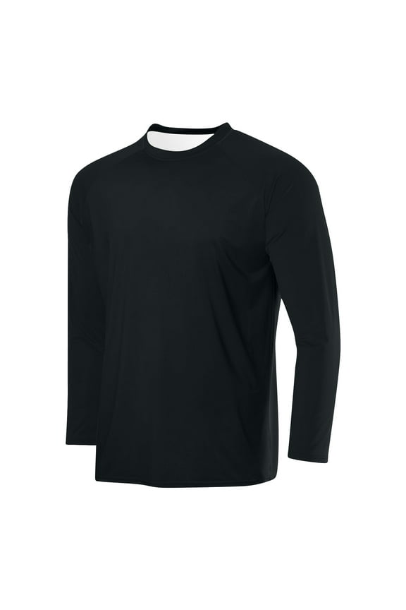 Men's Quick Dry Long Sleeve Shirts UPF 50+ UV Sun Protection Tee Casual Workout Moisture Wicking T Shirt,Black L