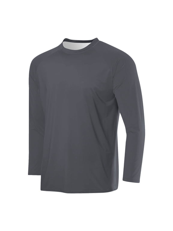 Men's Quick Dry Long Sleeve Shirts UPF 50+ UV Sun Protection Tee Casual Workout Moisture Wicking T Shirt,Dark Gray L