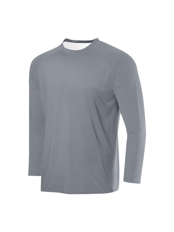 Men's Quick Dry Long Sleeve Shirts UPF 50+ UV Sun Protection Tee Casual Workout Moisture Wicking T Shirt,Gray M