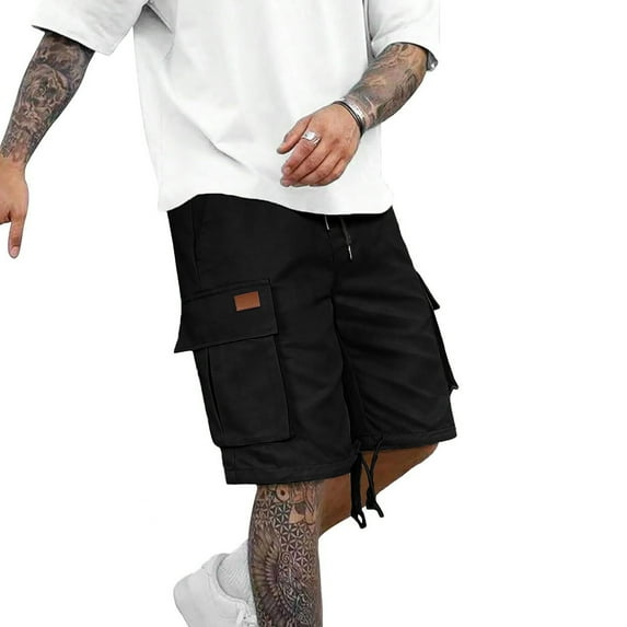 CYiJun Men's Summer Cargo Shorts,Casual Drawstring Beach Shorts Lightweight Hiking Travel Stretch Shorts with Multi Pockets