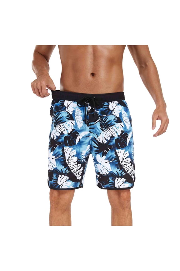 Men's and Big Men's Swim Trunks 9 inch Bathing Suit Board Shorts with Zipper Pockets Swimming Swimsuit Beach Shorts
