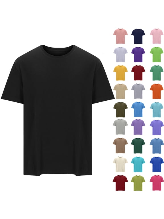 Men's and Big Men's T Shirt,Lightweight Short Sleeved Crew Neck Cotton Tees