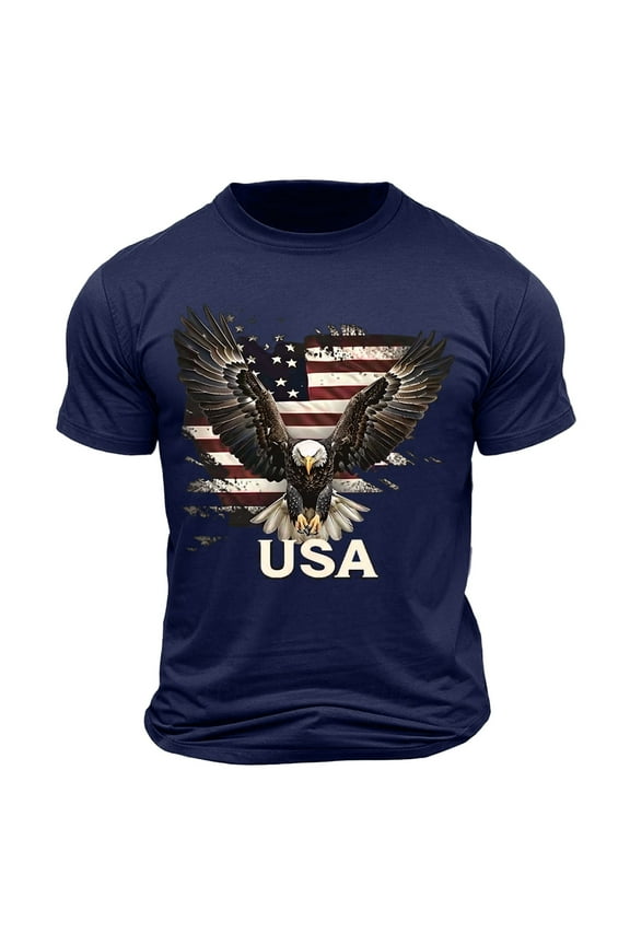 Mens American USA Flag Patriotic T Shirts 4th of July Shirts US Eagle Flag Soft Summer Short Sleeve Shirt for Men
